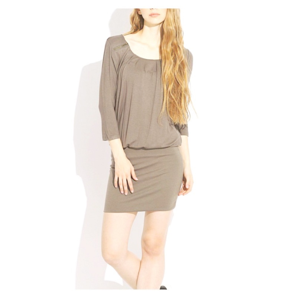 BELLA D Dress neutral blouson drop waist dress Size M
